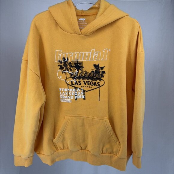 Formula 1 Grand Prix Las Vegas 2023 Hoodie Yellow Size Small Sweatshirt Pacsun - Picture 1 of 9